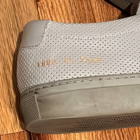Common Projects Perforated Gray Leather Training Sneakers Shoes - Picture 7 of 8